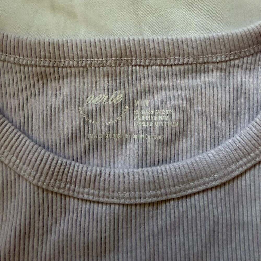 Aerie Womens Lavender Ribbed Tank Smiley Daisy Size Medium - Picture 4 of 6